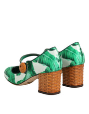 Green Silk MARY JANES Leaf Sandals Shoes