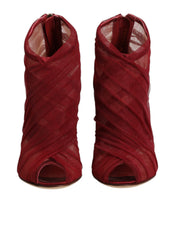 Red Tulle Ankle Boots Stiletto Heels Shoes