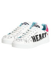 White Leather Graffiti Low Top Sneakers Shoes