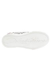 White Leather Graffiti Low Top Sneakers Shoes