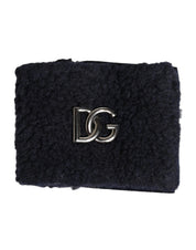 Black Polyester Logo Plaque Men One Size Wristband