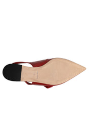 Red Leather Slingback Flats Sandals Shoes