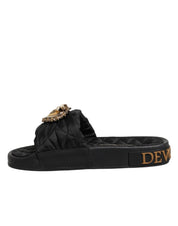Black Devotion Matelassé Leather Slides Shoes
