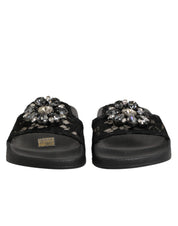 Black Devotion Matelassé Leather Slides Shoes