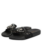 Black Devotion Matelassé Leather Slides Shoes