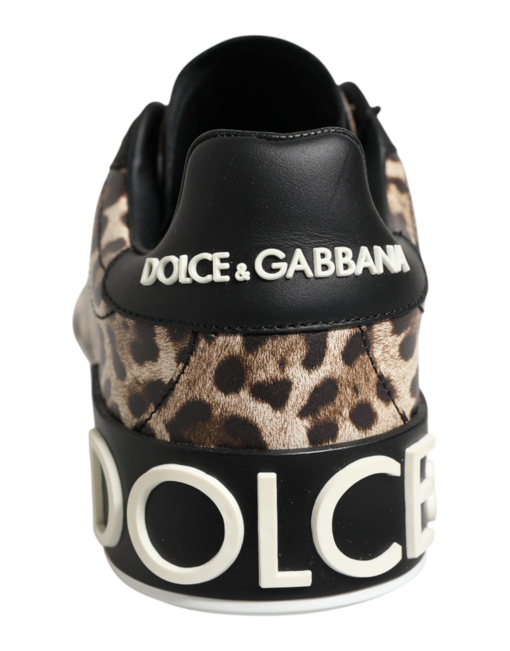 Dolce & Gabbana Brown Leather Leopard Low Top Sneakers Shoes Dolce & Gabbana