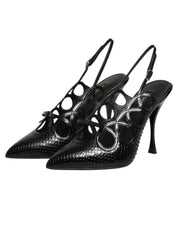 Leather High Heels Slingback Shoes