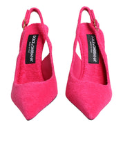 Dolce & Gabbana Pink Terry Cloth High Heels Slingback Shoes Dolce & Gabbana