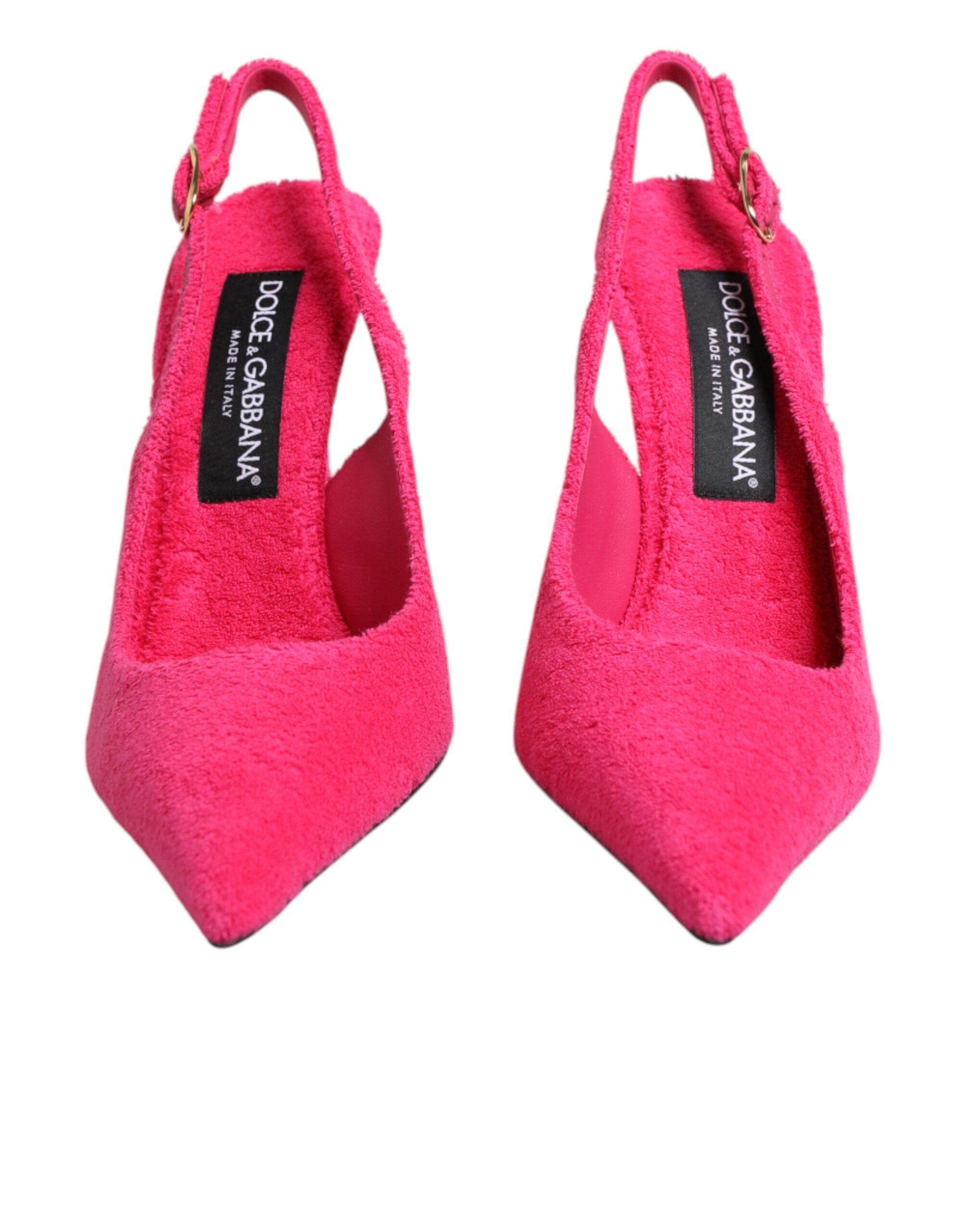 Dolce & Gabbana Pink Terry Cloth High Heels Slingback Shoes Dolce & Gabbana