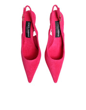 Dolce & Gabbana Pink Terry Cloth High Heels Slingback Shoes Dolce & Gabbana
