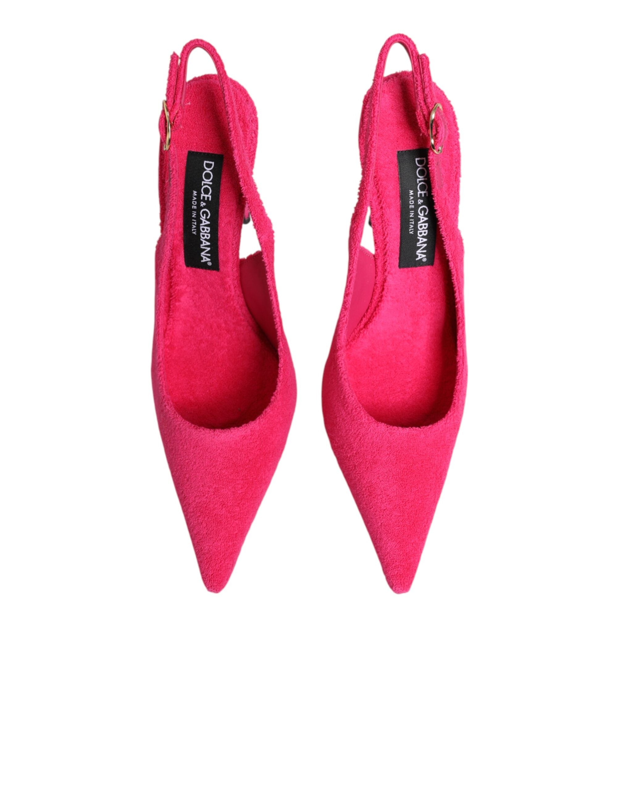 Dolce & Gabbana Pink Terry Cloth High Heels Slingback Shoes Dolce & Gabbana