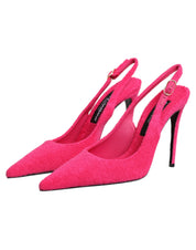 Dolce & Gabbana Pink Terry Cloth High Heels Slingback Shoes Dolce & Gabbana