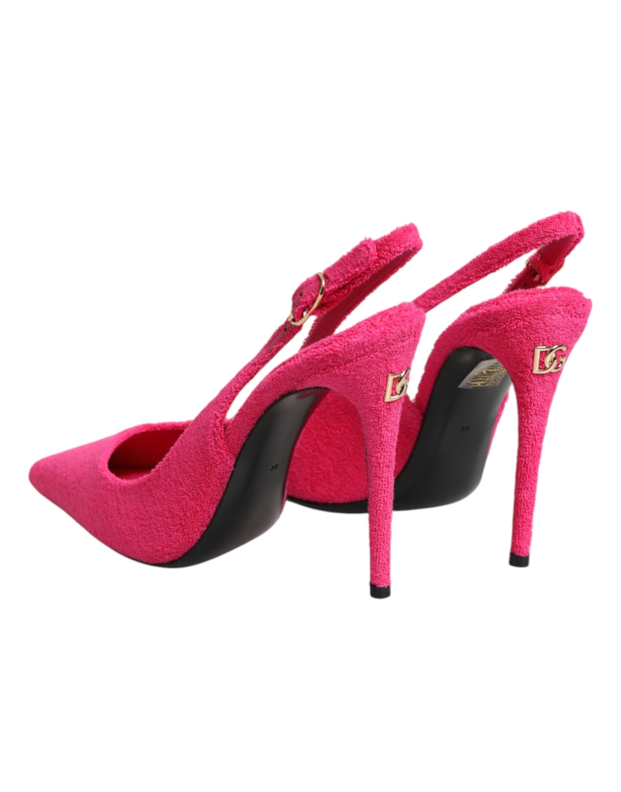 Dolce & Gabbana Pink Terry Cloth High Heels Slingback Shoes Dolce & Gabbana
