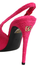 Dolce & Gabbana Pink Terry Cloth High Heels Slingback Shoes Dolce & Gabbana