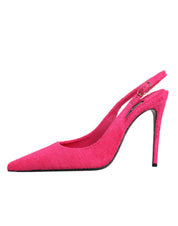 Dolce & Gabbana Pink Terry Cloth High Heels Slingback Shoes Dolce & Gabbana