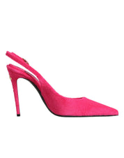 Dolce & Gabbana Pink Terry Cloth High Heels Slingback Shoes Dolce & Gabbana