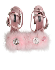 Pink Sequined Ankle Strap Sandals Shoes