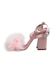 Pink Sequined Ankle Strap Sandals Shoes