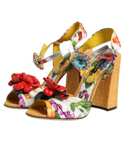 Dolce & Gabbana Multicolor Floral Crystal Embellished Sandals Shoes Dolce & Gabbana