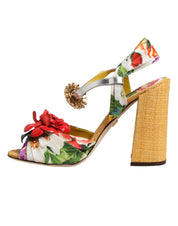 Dolce & Gabbana Multicolor Floral Crystal Embellished Sandals Shoes Dolce & Gabbana