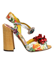 Dolce & Gabbana Multicolor Floral Crystal Embellished Sandals Shoes Dolce & Gabbana