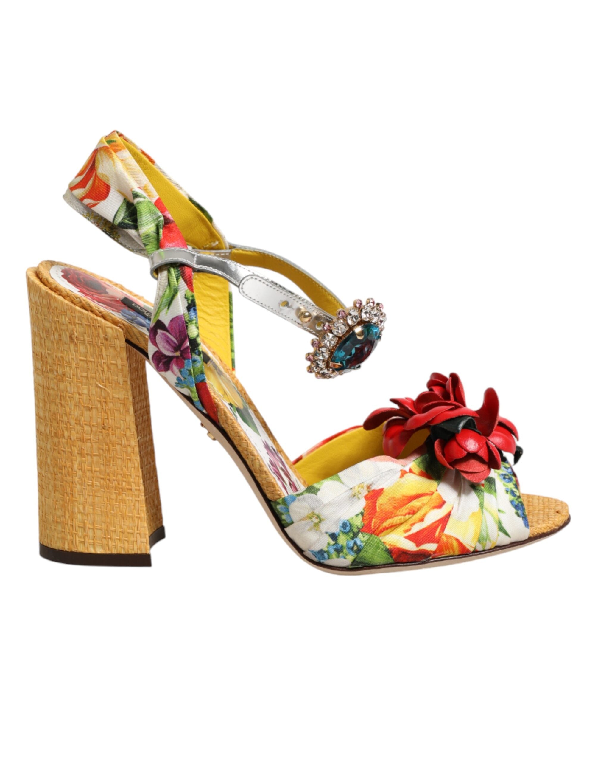 Dolce & Gabbana Multicolor Floral Crystal Embellished Sandals Shoes Dolce & Gabbana