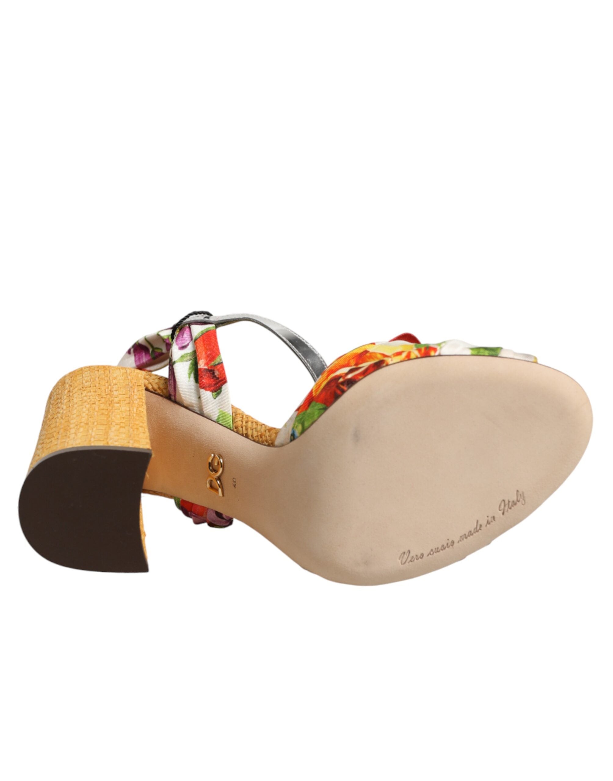 Dolce & Gabbana Multicolor Floral Crystal Embellished Sandals Shoes Dolce & Gabbana