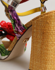 Dolce & Gabbana Multicolor Floral Crystal Embellished Sandals Shoes Dolce & Gabbana