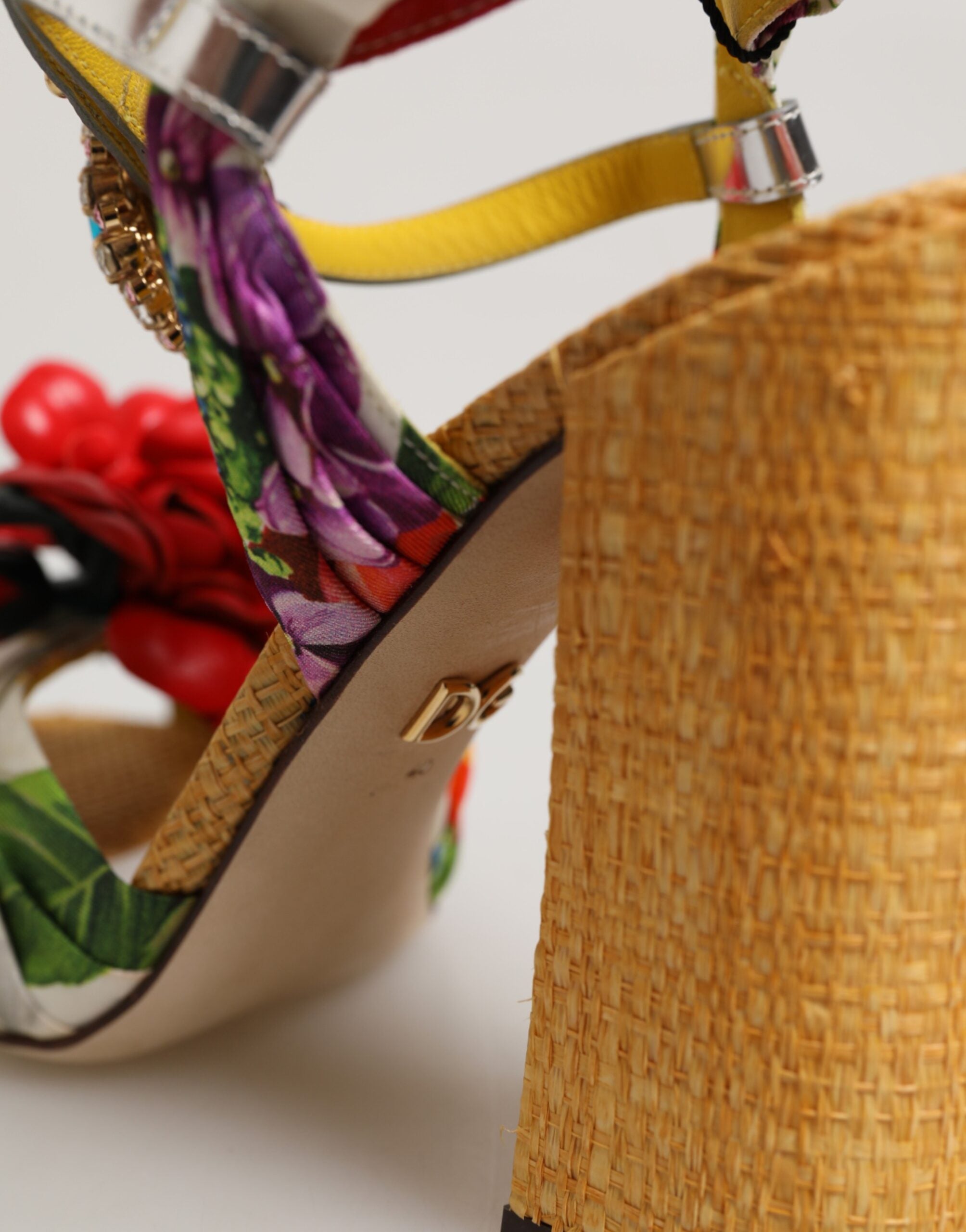 Dolce & Gabbana Multicolor Floral Crystal Embellished Sandals Shoes Dolce & Gabbana