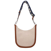 Beige Fabric Crossbody Bag