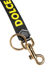 Black Yellow Logo Letaher Brass Holder Keychain Keyring