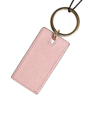 Pink Calf Leather DG Logo Metal Ring Keychain Keyring
