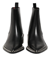 Black Studded Chelsea Short Ankle Boots Shoes