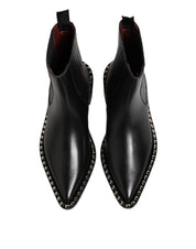 Black Studded Chelsea Short Ankle Boots Shoes