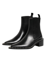 Dolce & Gabbana Black Studded Chelsea Short Ankle Boots Shoes Dolce & Gabbana