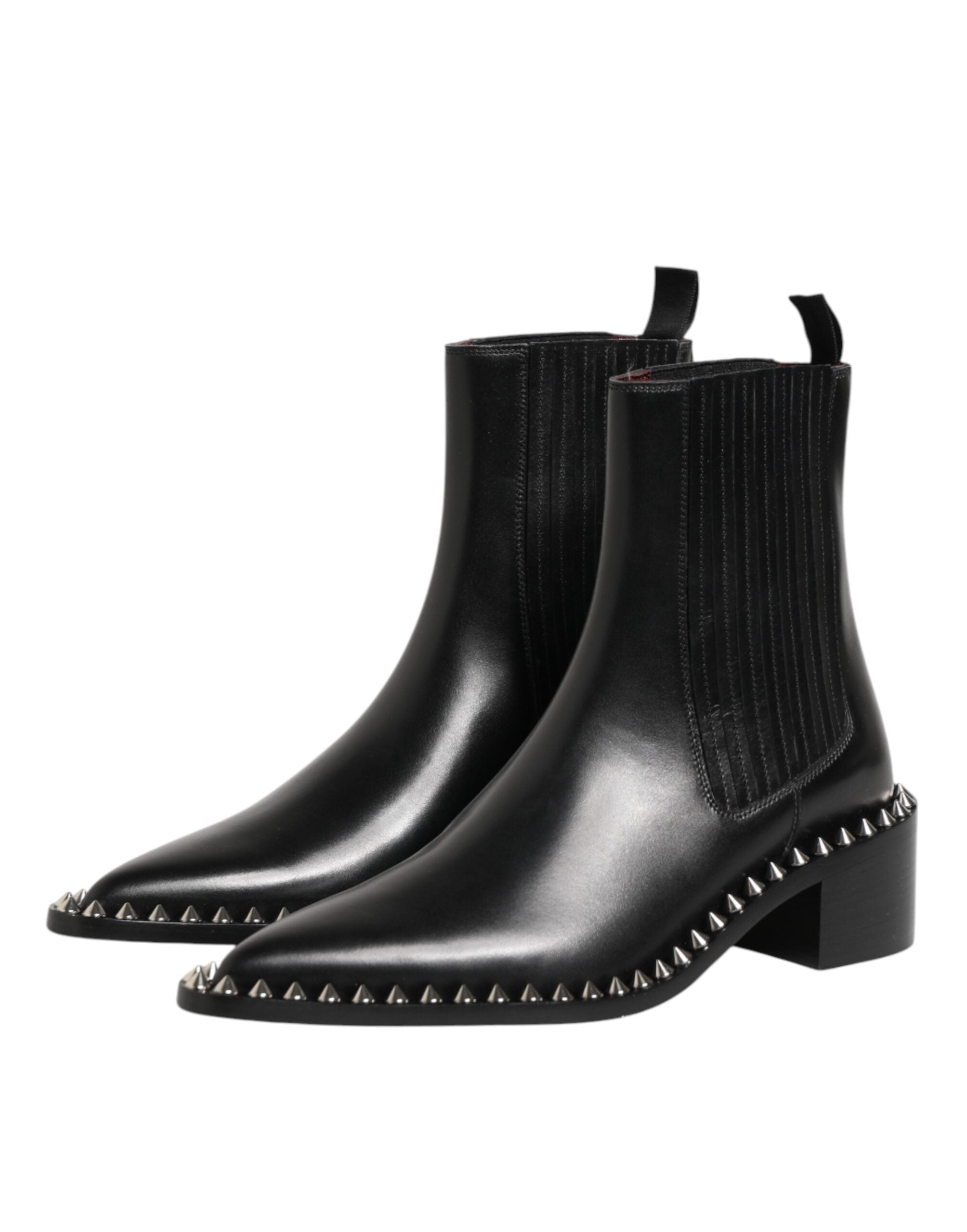 Dolce & Gabbana Black Studded Chelsea Short Ankle Boots Shoes Dolce & Gabbana