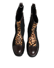 Multicolor Leopard Mid Calf Boots Shoes