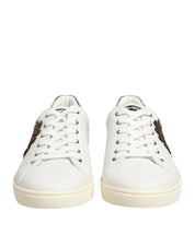 White Leather Heart Embellished Sneakers Shoes