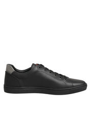 Black Leather Heart Embellished Sneakers Shoes