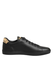 Black Leather Heart Embellished Sneakers Shoes