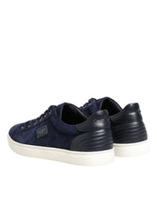 Blue Leather Suede Low Top Sneakers Shoes