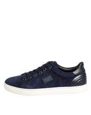 Blue Leather Suede Low Top Sneakers Shoes