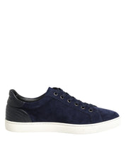 Blue Leather Suede Low Top Sneakers Shoes