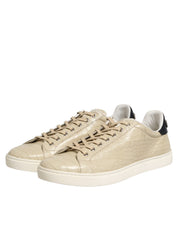 Beige London Low Top Leather Sneakers Shoes