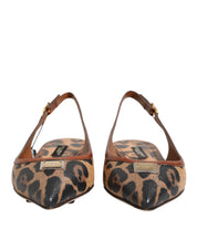 Brown Leopard Slingback Flats Sandals Shoes