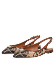 Brown Leopard Slingback Flats Sandals Shoes