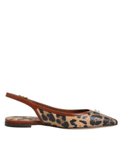 Brown Leopard Slingback Flats Sandals Shoes