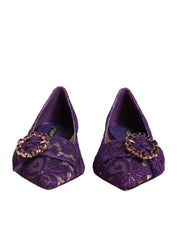 Purple Taormina Lace Crystals Flats Shoes