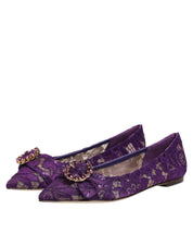 Purple Taormina Lace Crystals Flats Shoes