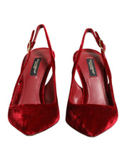 Red Suede High Heels Slingbacks Sandals Shoes
